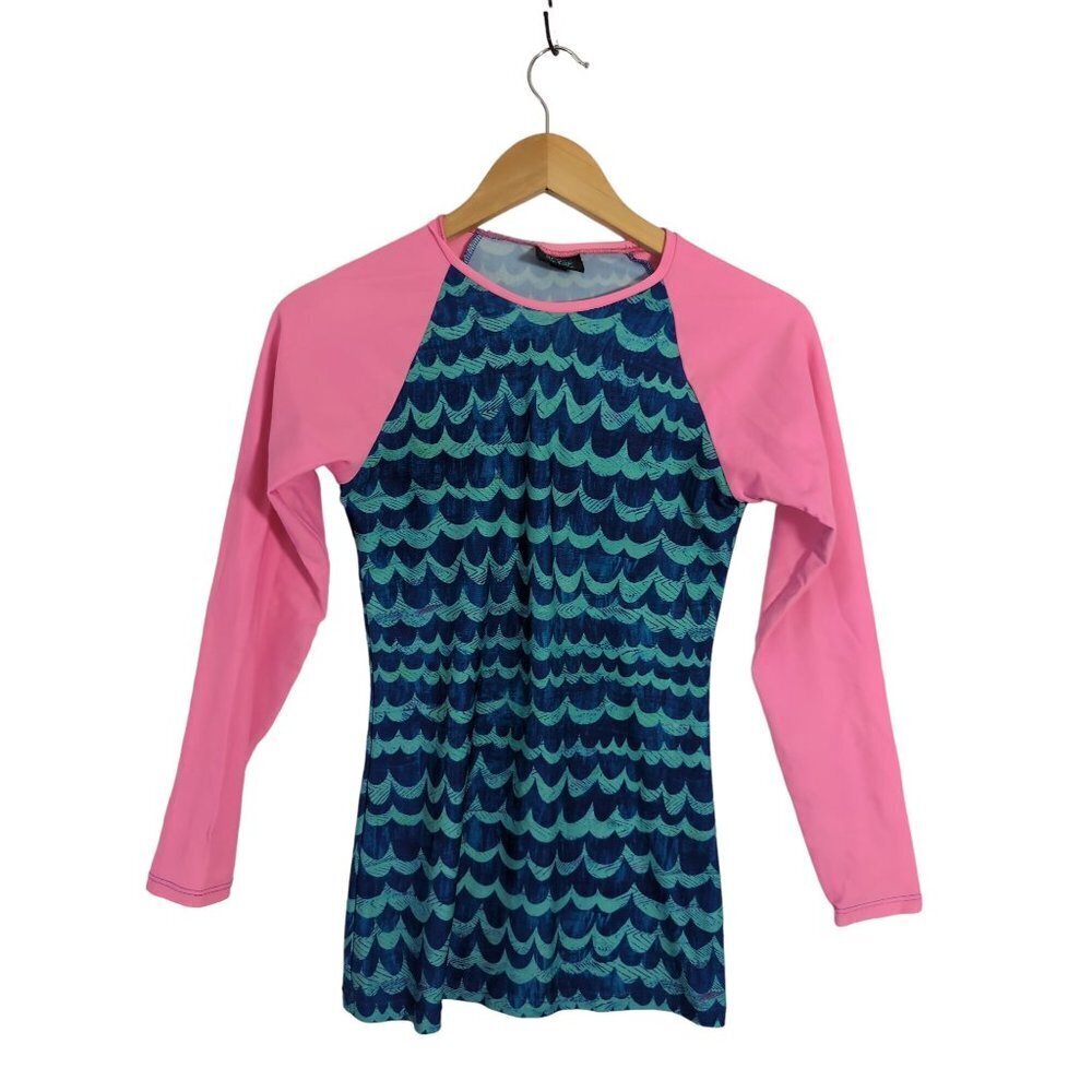 Nalu Tribe Rash Guard Womens S Blue Pink Long Sleeve‎ Swim Sun Shirt Mermaid